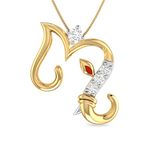 PC Jeweller The M Ganesha 18k Yellow Gold and Diamond Pendant for Women