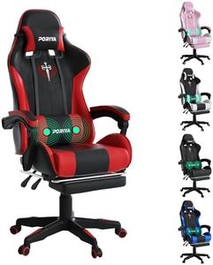 PORIYA Gaming Chair with Adjustable Backrest, Ergonomic Executive Office Chair, Height Adjustable Racing Chair Maximum Gaming Experience (Black&Red)