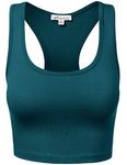 HATOPANTS Women's Cotton Caging Racer Back Tank Crop Shapewear Tops, 964-teal, L