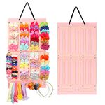 Vimiv Hair Bows Holder w/Large Capacity, Hair Clips Storage Hanger w/16 Ribbons, Hair Bows Organizer, Baby Accessory Display w/Sturdy Rope, Wall Hanging for Girl Room, Nursery Decors