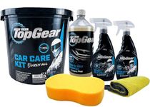 Top Gear - 7 Piece Car Cleaning Kit - Includes, 10L Bucket, Wash And Wax Shampoo, Wheel Cleaner And Cockpit Shine - Large Sponge And Microfibre Cloths