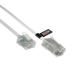 rhinocables RJ11 to RJ45 High-Speed Ethernet Patch Network Cable Lead — Ideal for ADSL, Modem, Data, Telephone, Media (5m, White)