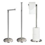 Crystals Toilet Roll Holder Free Standing – 2 in 1 Stainless Steel Toilet Paper Holder, Upto 4 Toilet Roll Storage – No Drill Chrome Toilet Roll Stand