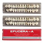 56 Pcs False Teeth Dental Complete Resin Dentures Teeth, 2 Set Whole Teeth Synthetic Polymer Denture Tooth, 23 Shade A3 Upper + Lower Dental Materials for Replacement, DIY, or Halloween (28 Pcs/Set)