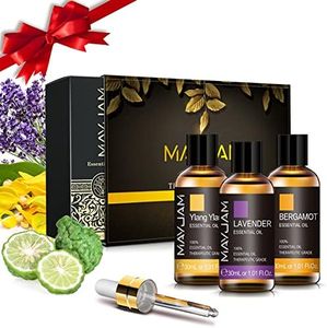 MAYJAM Aceites Esenciales de Juego 3 * 30ml Ylang Ylang Lavanda Bergamota Aceites Esenciales, Aromaterapia Aceites Esenciales Set de Regalo para Difusor, Humidificador