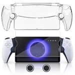 Protective Case for Playstation Portal Remote Player,3-In-1 Set with Hard PC Clear Case,Tempered Film,Thumb Cap for PS5 Playstation Portal Accessory Kit (white)