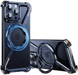 PANPHEN Minimalist Phone Case Compatible with iPhone 15 Pro, 360° Rotation Kickstand Aluminum Metal Frameless Design Bumper Z Case, Protective Shock Grade Shell, Blue