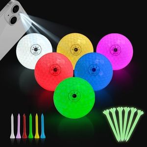 Crestgolf Glow in The Dark Golf Balls - Light Activated 6-Color LED Night Balls- with 12 Golf Tees and Storage Bag - Fun Golfing Gift for Men and Women