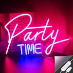 Looklight Party Time Neon Sign Pink Blue Led Neon Light Party Neon Sign USB Wall Decor Neon Light Acrylic Letter Led Light for Bedroom Game Room Birthday Wedding Christmas Club Bar Party Decor