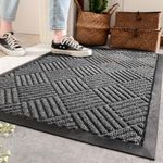 Front Door Mat, Non-Slip Resistant Rubber Indoor Doormat, Absorbent Waterproof Door Mats for Back Door, High Traffic Areas,Farmhouse,Porch Decor，Entrance Dirt Trapping Rugs (Dark Grey)