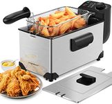 Aigostar Deep Fryer 2200W, 3L, 304 Food Grade Stainless Steel, Temperature Control, Removable Oil Basket, Silver - Agni 30RGS