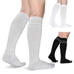 Skibueat Compression Men Athletic Socks 3 Pairs Performance Sport Knee High Man Socks Leg Support for Circulation Ideal for Athletes Running Nurses Hiking and Travelers