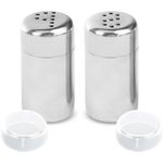 RSYHVG 2 PCS Salt and Pepper Shakers Set Stainless Steel Small Spice Shakers Portable Sugar Shakers with Transparent Cover for Home Kitchen BBQ Camping Restaurant Sugar Salt Flour Pepper Spice