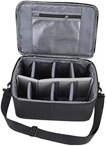 Camera Lens Case, Divider, Waterproof and Shockproof Camera Case with Strap, Zip Cap, Hidden Universal Liner Lens Bag (Black)