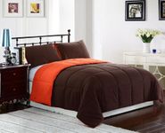 Cozy Beddings 3-Piece 88 by 88-Inch Reversible Down Alternative Comforter Set, Queen, Tangerine/Orange/Brown