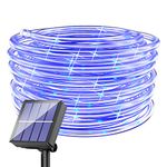 Solar Rope Lights Outdoor Waterproof LED - 40FT 100 LED Solar String Lights Tube Light Solar Outdoor Fairy Rope Christmas Lights for Yard Garden Patio Fence Balcony Camping Tree Decoration Blue
