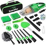 Lezcufer 17Pcs Car Interior Detailing Kit High Power Handheld Vacuum, Cleaning Kit,Detailing Brush Set,Windshield Tool,Cleaning Gel,Microfiber Towels, Complete Care Kit, Green