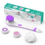 VOYOR Electric Body Brush Back Scrubber Body Exfoliator Shower Brush with Long Handle Rechargeable USB Charging Deep Cleansing Exfoliating Scrubber Soft Silicone Waterproof Bath Brush BC100 (Purple)