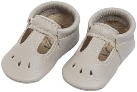 Freshly Picked First Pair Baby Girl Mary Jane Shoes - Leather Baby Moccasins - Soft Sole Baby Shoes, Infant Shoes, Crib Shoes Stone