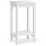 COSTWAY Bedside Table, Wooden Narrow Nightstand Sofa Side Table with Storage Shelves, Slim Tall Telephone Table Accent Tea End Tables for Living Room and Bedroom, 40x30x74cm (1PCS, White)