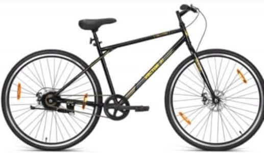 Ninety one Hellfire 700C Hybrid Cycle with Dual disc Brakes with Extra Slim Tyres in Carbon Steel Frame for Age Group 13+
