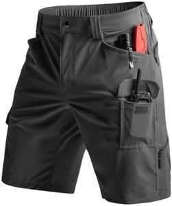 Moosehill Men's Hiking Cargo Shorts Quick Dry Work Shorts for Men Casual Tactical with 7 Pockets Waterproof No Belt Dark Grey