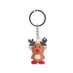 NUOBESTY Christmas Reindeer Keyring Keychain Pendant for Car Key Ring Handbag Tote Bag Purse