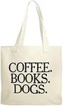 Coffee Books Dogs Reusable Shopping