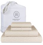 Threadmill 100% Cotton Sheets for King Size Bed | Damask Sateen All-Season 500Thread Count 4 Pc King Bed Sheets Set | Soft, Breathable Hotel Quality | Snug Fit Elastic Deep Pocket King Sheets | Beige