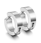 Jstyle Stainless Steel Mens Womens Clip On Earrings Hoop Huggie Non-Piercing Hypoallergenic, Stainless Steel