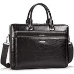 BOSTANTEN Women Genuine Leather Briefcase Tote Business Vintage Handbag 15.6" Laptop Shoulder Bags Black