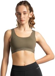 Jockey AP20 Women's Wirefree Padded Tactel Nylon Elastane Stretch Full Coverage Racerback Styling Sports Bra with StayFresh and StayDry Treatment_Earth_M