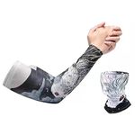 FABSPORTS Cooling Printed Tatoo Arm Sleeves & Bandana combo for Men & Women with UV Protection, Quick Dry, for cycling, cricket, skating, biking etc