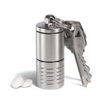 Cielo Pill Holders - Wide Dual Chamber Stainless Steel Keychain Pill Box - Pill Case for Emergency or Daily Medication