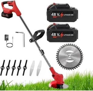 Jet Roy 3 in 1 Cordless Grass Trimmer & Brush Cutter with 2 PCS Battery and 3 Types Sharp Blades Telescopic Electric Lawn Mower Eater Cutting Machine for Gardening Lawn Garden Pruning