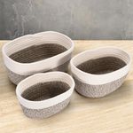 LIBKEN Storage Baskets - Storage Bins for Shelves - Rope Baskets for Storage -Decorative Baskets - Set of 3 White and Desert Cotton Rope Baskets - Portable, Recyclable Rope Basket - Three Sizes