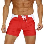 MAGNIVIT Mens Swimwear Shorts for Men Beach Swimming Trunks Quick Dry Beach Shorts Men's Swim Shorts Red 38