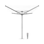 Brabantia - Topspinner - 40 Metres of Clothes Line - UV-Resistant & Non-Slip Lining - Smooth Turns - Umbrella System - Rotary Dryer with Ground Spike 45 mm - Metallic Grey - ø 271 cm