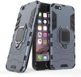 Compatible with iPhone 6 Plus, 6S Plus Case Metal Ring Grip Kickstand Shockproof Hard Bumper Shell (Works with Magnetic Car Mount) Dual Layer Rugged Cover for iPhone 6 Plus, iPhone 6S Plus (Navy Blue)