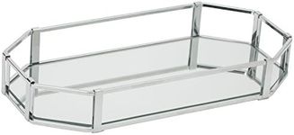 Home Details Mirrored Vanity Tray for Dresser, Perfume, Desk, Cosmetic & Jewelry Organizer, Decorative, Chrome