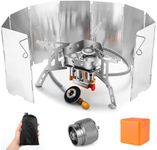 Odoland 6800W Windproof Camp Stove Camping Gas Stove with Windscreen, Fuel Canister Adapter, Piezo Ignition, Carry Case, Portable Collapsible Stove Burner for Outdoor Backpacking Hiking and Picnic