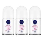 NIVEA Pearl and Beauty 50ml Deo Roll On (Pack of 3) | With Pearl Extracts & Avocado Oil| 48 H Smooth & Beautiful Underarms| 0% Alcohol | For Women