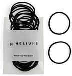 Heliums Thin Hair Elastics - Black - 2mm Hair Ties for Fine Hair, 40 Count, 4.5cm Diameter, Medium Hold Ponytail Holders