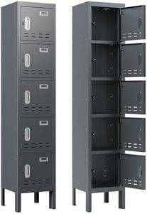 BUTISOW Lockers,Metal Locker, Lockers for Employees,Storage Locker with 5 Doors, Card Slot,Lockable Steel Locker for Gym,School,Home,Office,Garage,Assembly Required