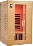 2024 Upgrade 2 Person Sauna, Low EMF 6 Heating Plate Infrared Physical Therapy Wooden Dry Steam Sauna with MP3 Auxiliary Connection, Dual Controls, Iron Shirt Wall Plate, Home Spa Day Use, Gift