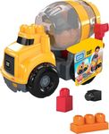 MEGA BLOKS Cat Toddler Blocks Building Toy Set, Cement Mixer Truck with 9 Pieces and Storage, Yellow, Ages 1+ Years