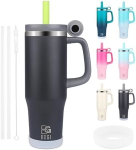 BOGI 40oz Tumbler with Straw and Lid, Leak Proof Insulated Tumbler Cup for Hot and Cold Drinks Stainless Steel Tumbler with Handle and Dust-Proof Cap Coffee Travel Mug for Women & Men | Black