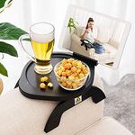 Sofa Armrest Tray, Clip On Couch Arm Table, Foldable Sofa Arm Tray with 360° Rotating Phone Holder and Stable Sofa Table for Eating and Drink