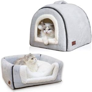 OMIVIER Cat Bed for Indoor Cats，Foldable cat cave，Anti-Slip & Water-Resistant Bottom，cat Houses for Indoor Cats or Small Dogs, Kitten Tent, Rabbit Bed，cat beds & Furniture