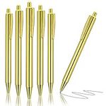 Cobee Ultra Slim Gold Ballpoint Pens, 6 Pcs Click Retractable Ballpoint Pens 1.0mm Black Ink Medium Point Smooth Writing Pens Metallic Metal Pens for Wedding Business Office Supplies(Gold)